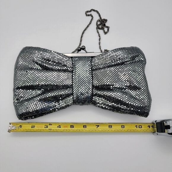 Lulu Townsend Gray Silver Metallic Chainmail Cocktail Evening Bag Clutch - Picture 6 of 7
